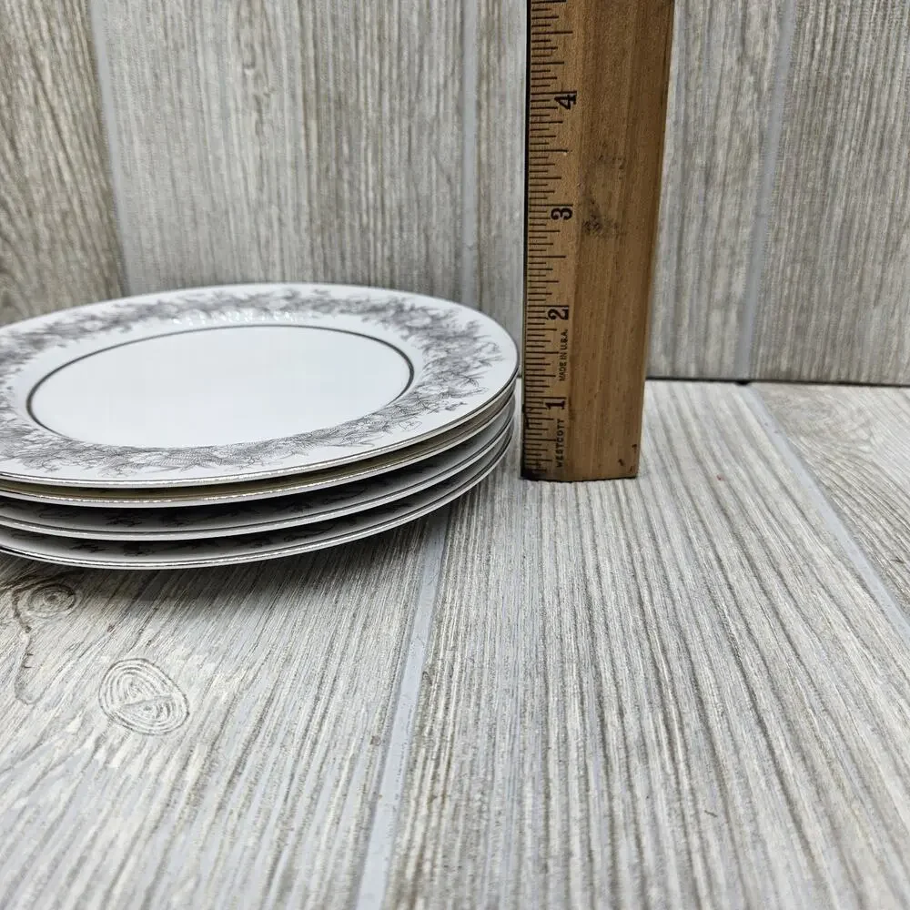 Set Of 4 Sango‎ Florentine Bread & Butter Plate Vintage Japan Platinum Trim